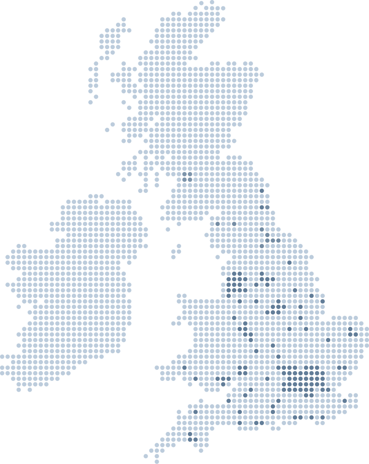 United Kingdom Map with Scanning Locations Highlighted